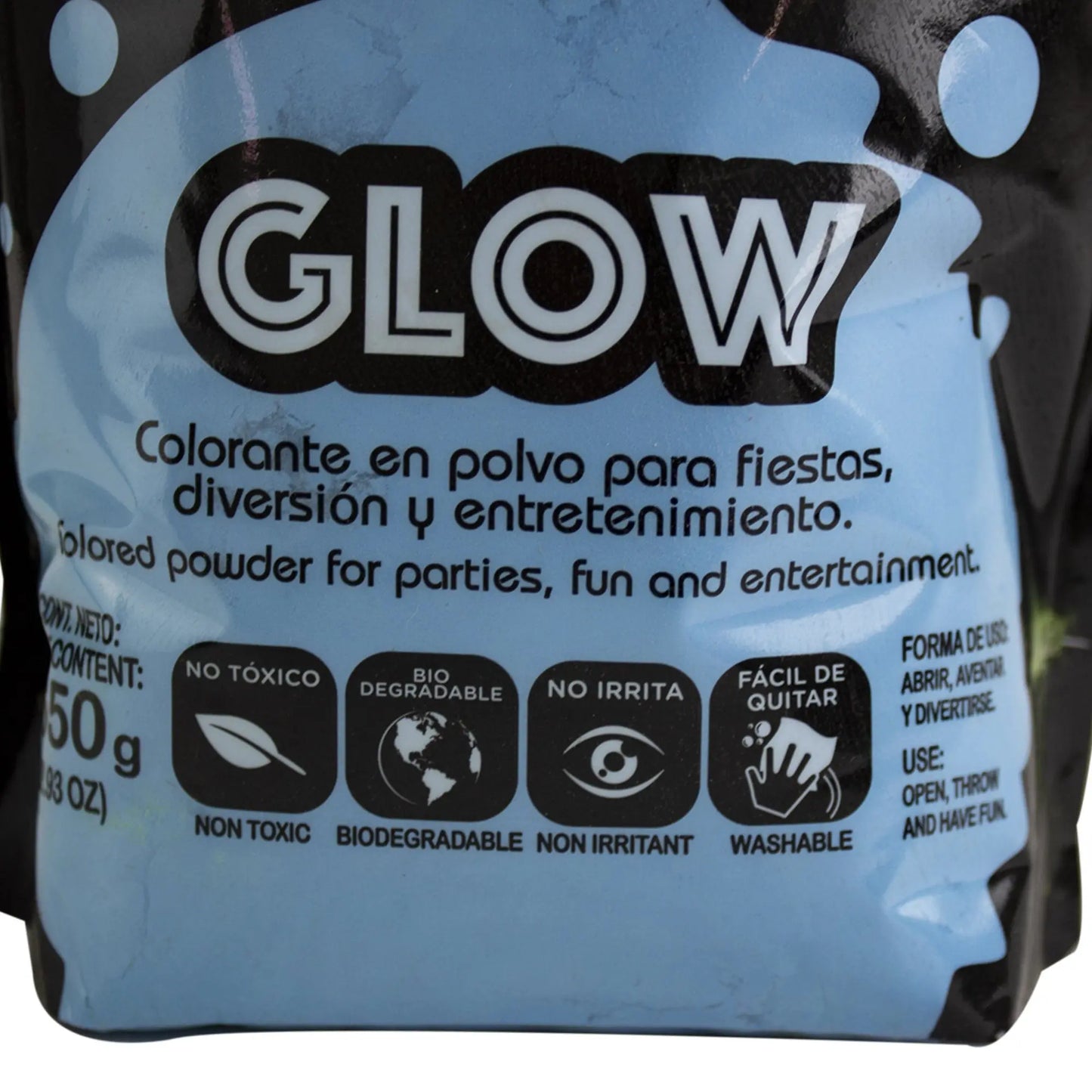 Polvos Holi Glow Azul Fluorescente Maxibolsa 650gr - MarchanteMX