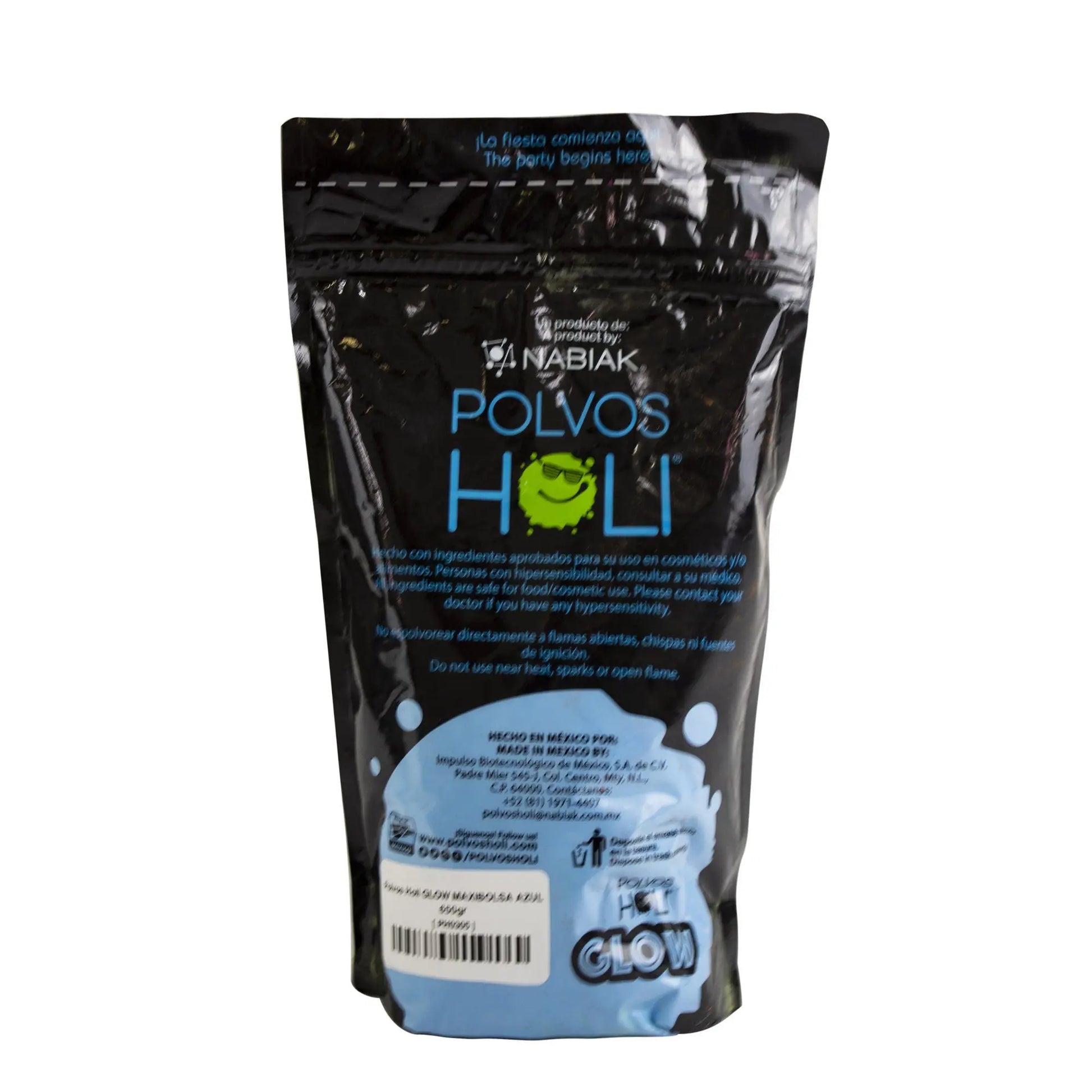 Polvos Holi Glow Azul Fluorescente Maxibolsa 650gr - MarchanteMX