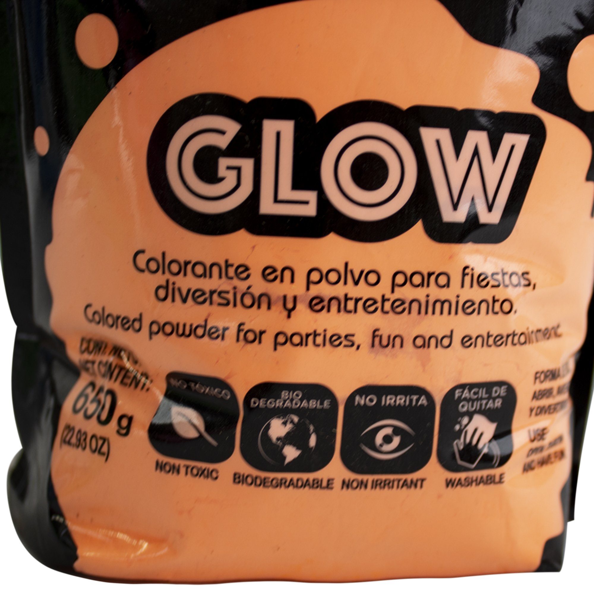 Polvos Holi Glow Naranja Fluorescente Maxibolsa 650gr - MarchanteMX
