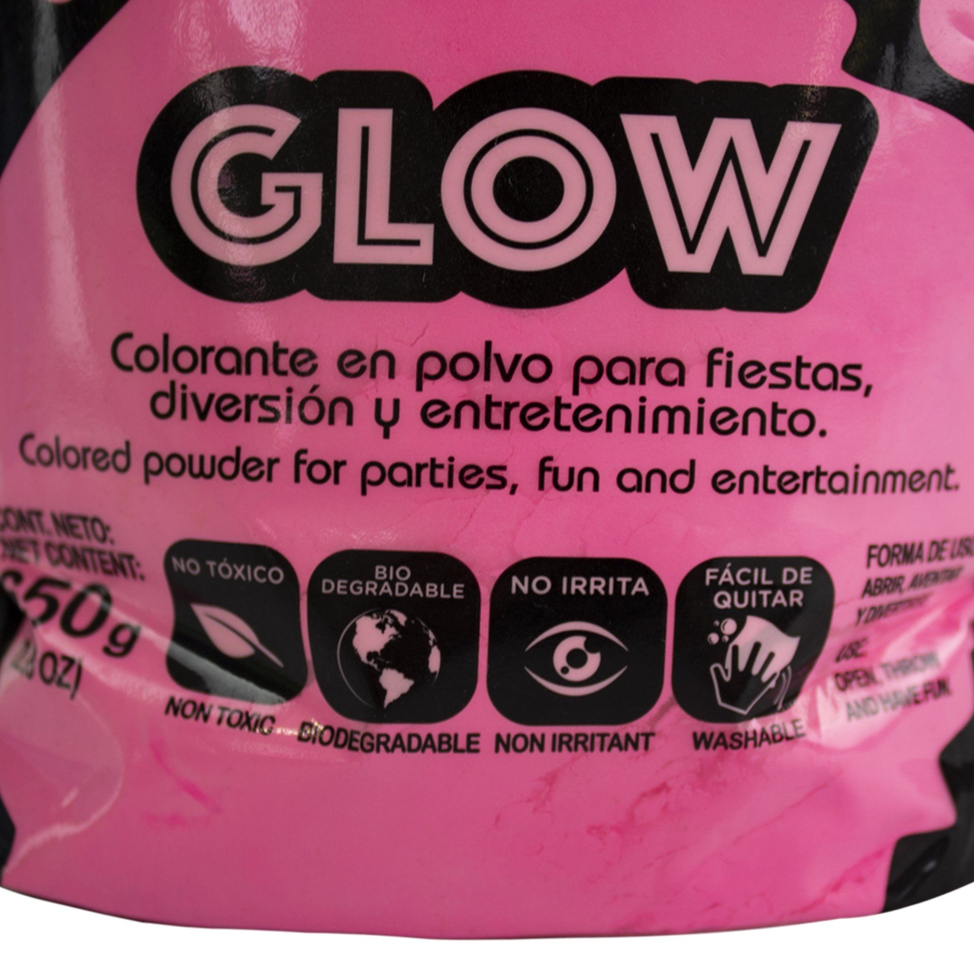 Polvos Holi Glow Rosa Fluorescente Maxibolsa 650gr - MarchanteMX