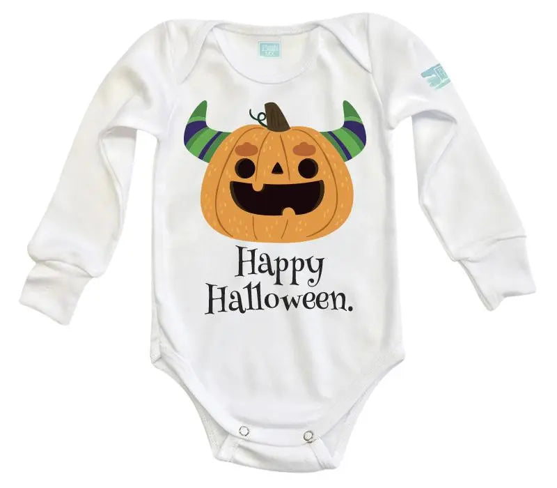 Body Bebé Happy Halloween Calabaza Cuernos - MarchanteMX