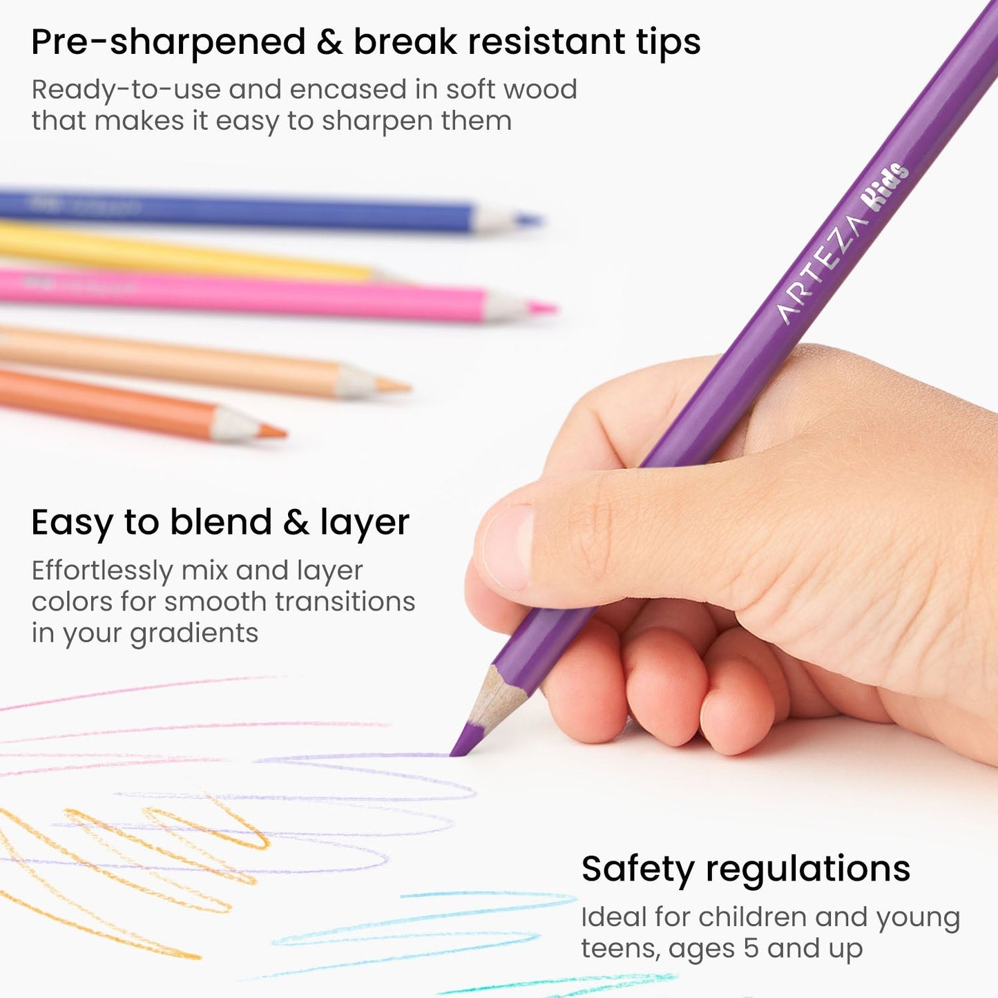 Set 48 Lápices Colores Dibujo Estuche Junior Kids Arteza