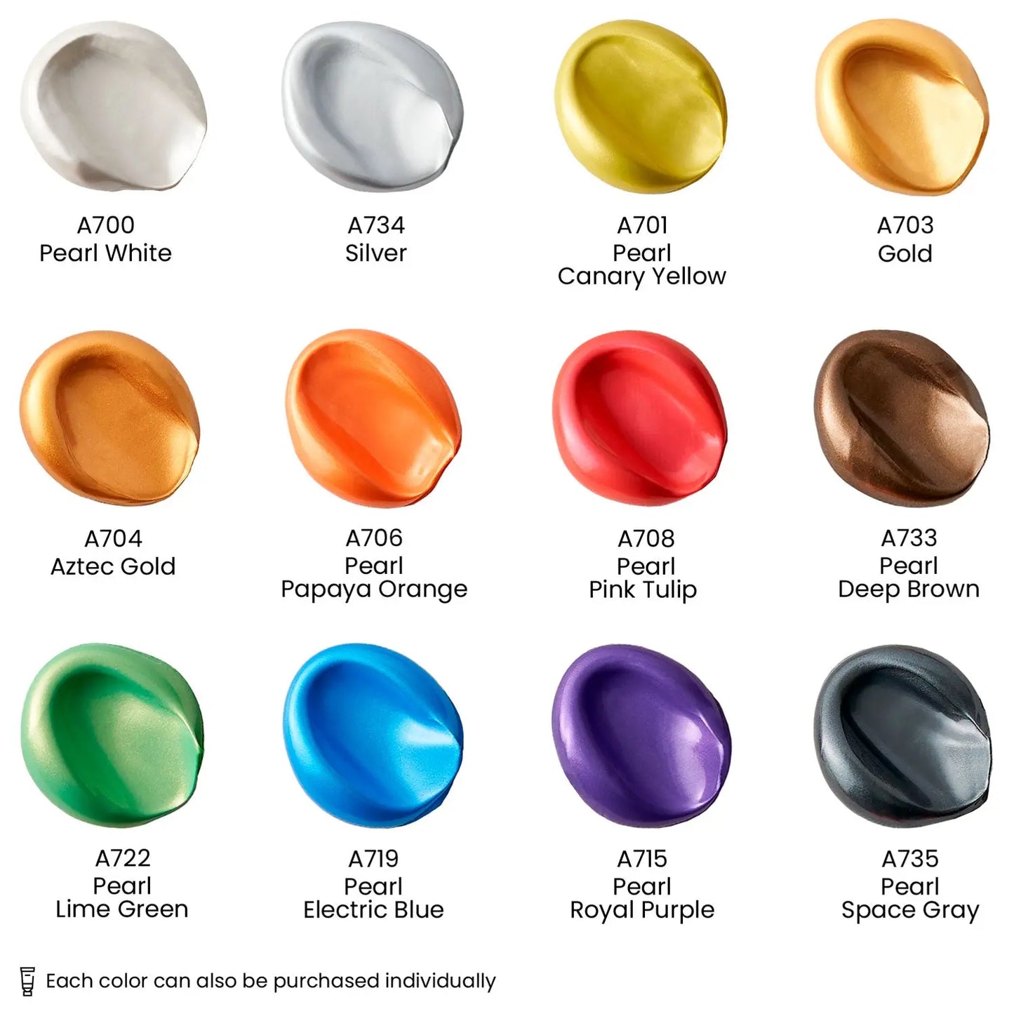 Set 12 Pintura Acrílica Premium Metálica Profesional Arteza - Arteza - vista trasera