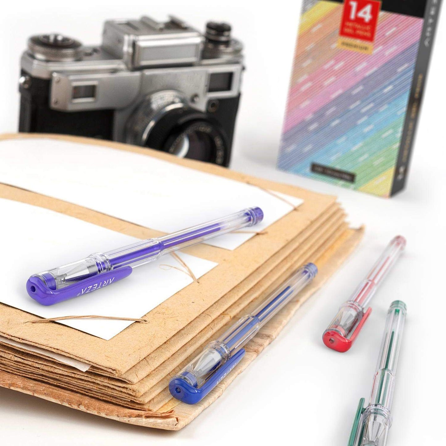 Set 14 Plumas De Gel Metallic Metálicos Arteza