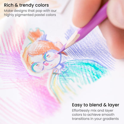 Set 50 Lápices Colores Junior Pasteles Dibujo Arteza Classic