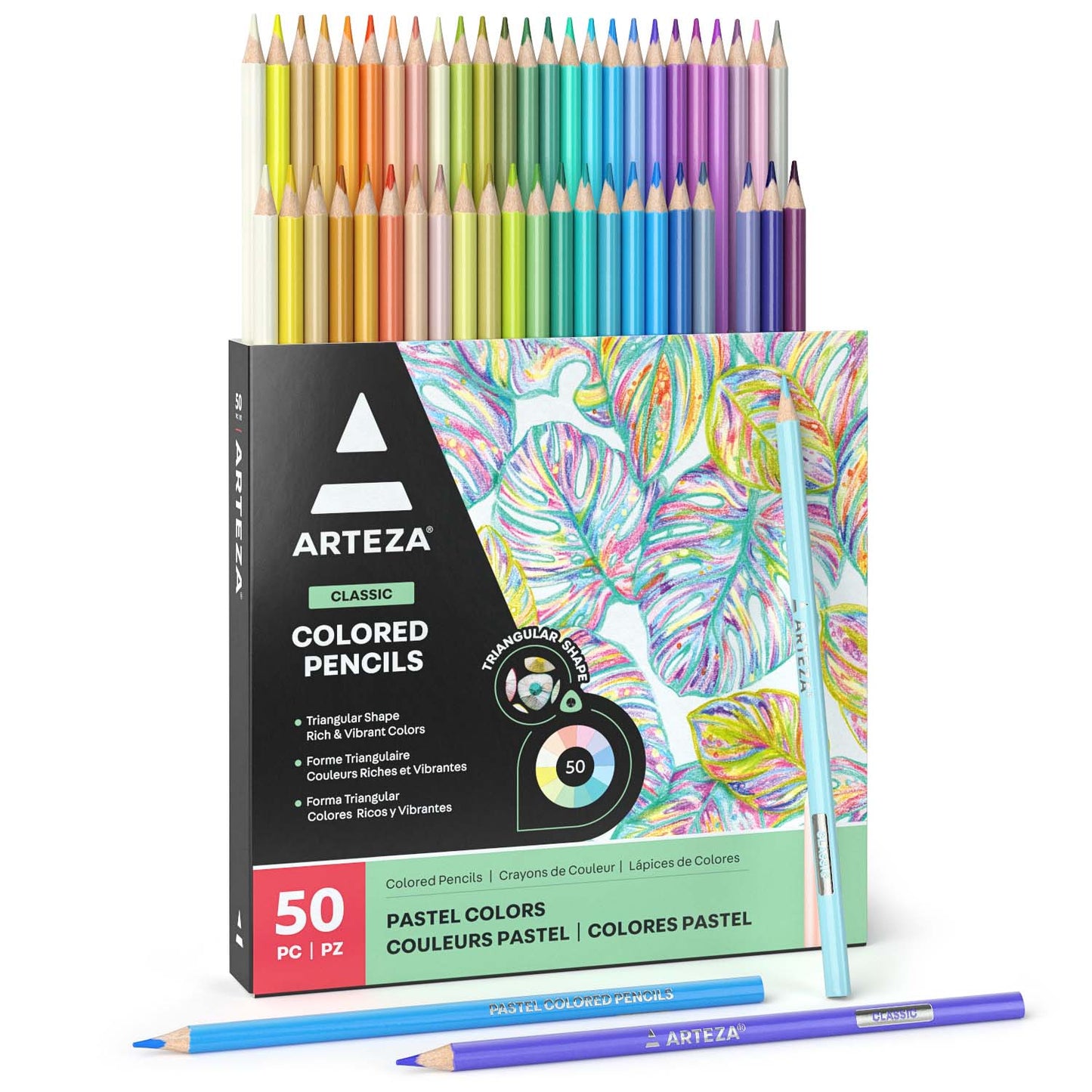 Set 50 Lápices Colores Junior Pasteles Dibujo Arteza Classic