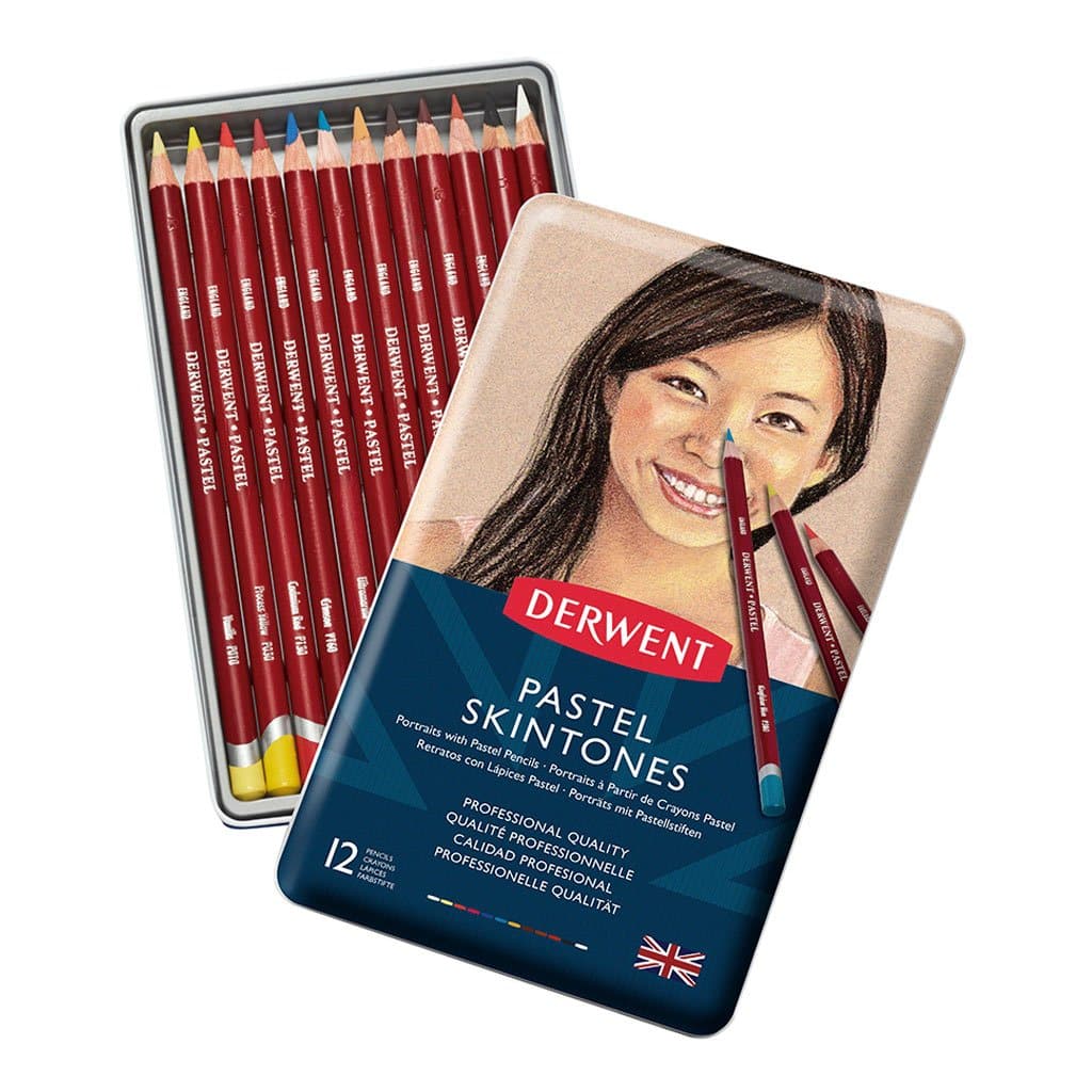 DERWENT - Caja metálica con 12 lápices pastel skintone no. 2300563