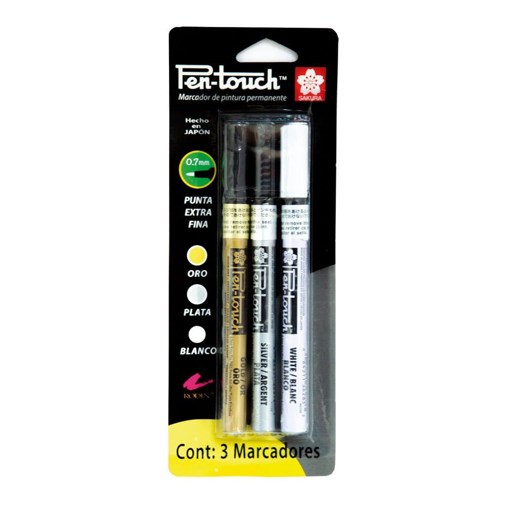 Empaque con 3 marcadores surtidos pen-touch extra finos