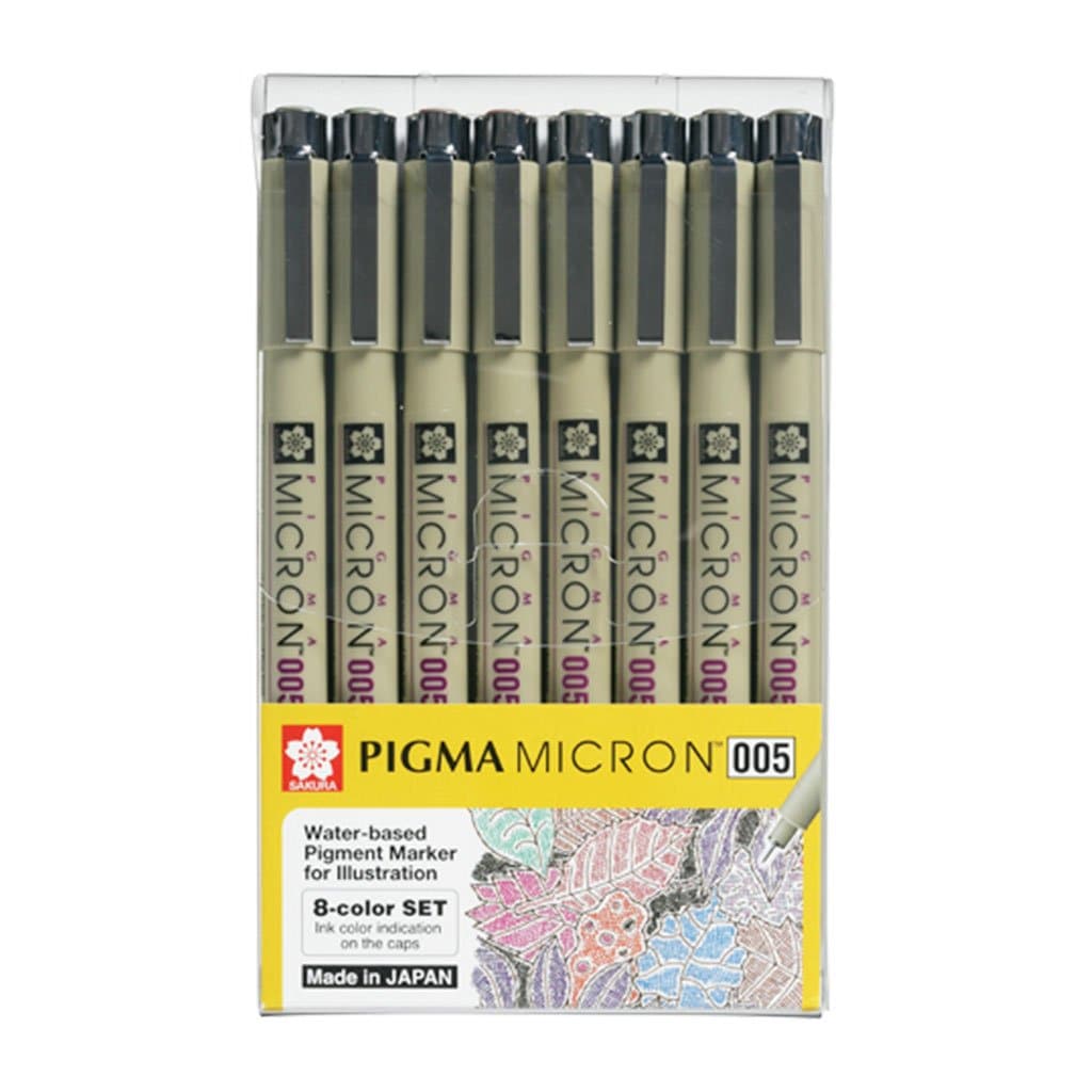 Set con 8 estilógrafos de colores Pigma Micron 005