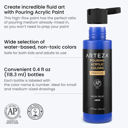 Set de 8 Pintura Acrílica Fluido Pouring Vertido Espectral Arteza - Arteza - vista trasera