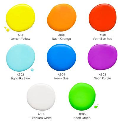 Set de 8 Pintura Acrílica Fluido Pouring Vertido Espectral Arteza - Arteza - contenido