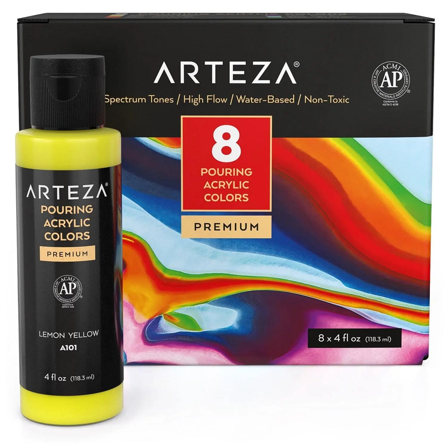 Set de 8 Pintura Acrílica Fluido Pouring Vertido Espectral Arteza - Arteza - vista lateral
