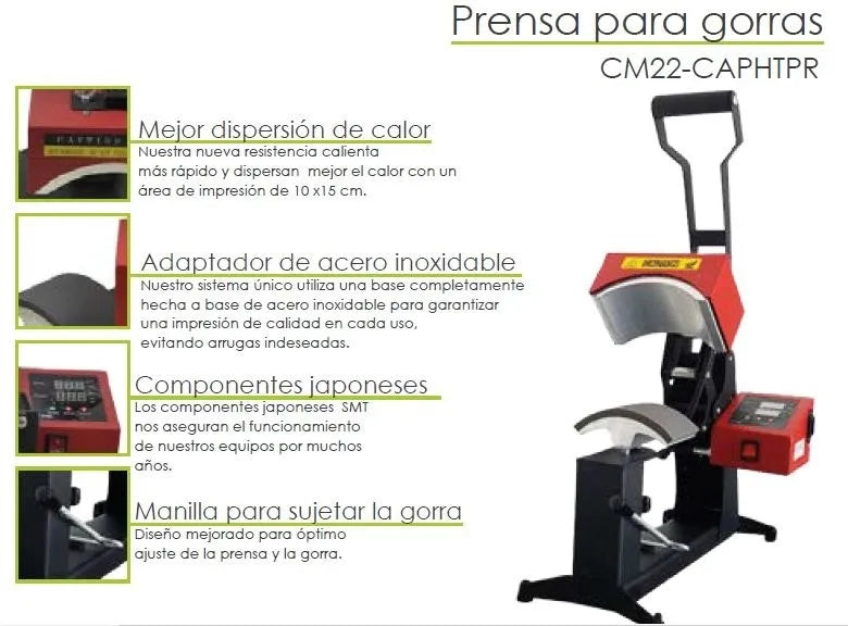 Prensa Para Gorras para Sublimación Cayman Color Make