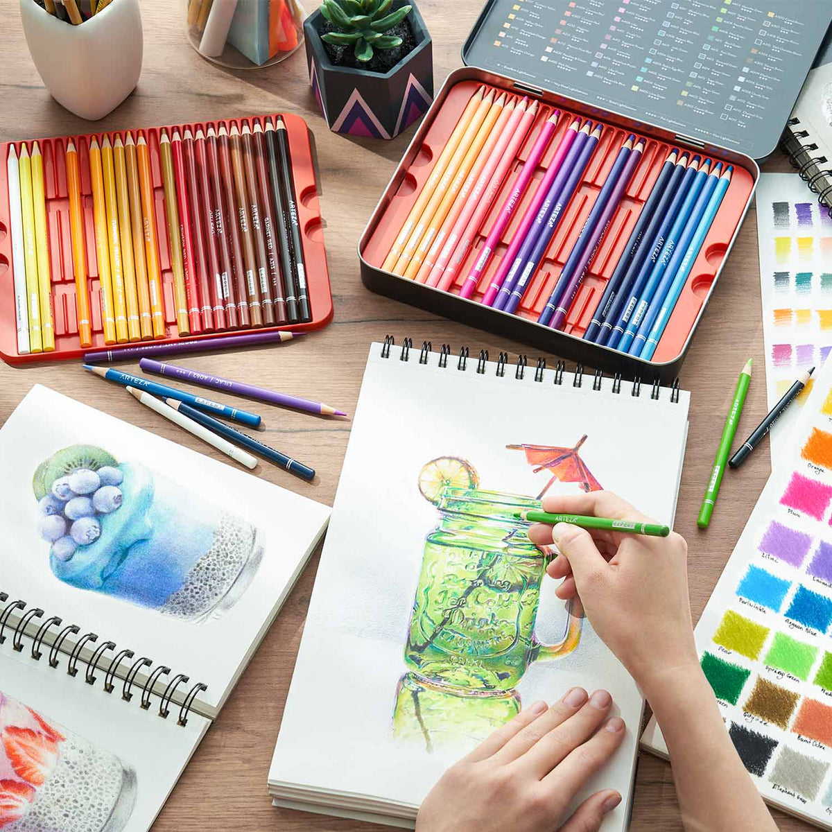 Set 72 Lápices Profesionales Colores Dibujo Arte Arteza Pro - Arteza - vista lateral