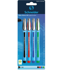 SCHNEIDER - 4 BOLÍGRAFOS SURTIDOS SLIDER MEMO XB