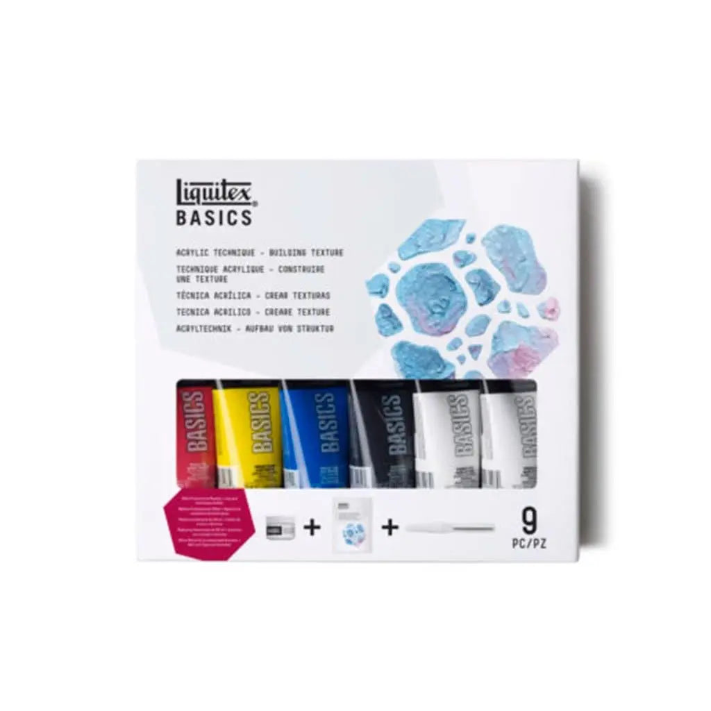 Set 6 Pinturas Acrilicas Liquitex Básico + Medio + Pincel - Liquitex - empaque
