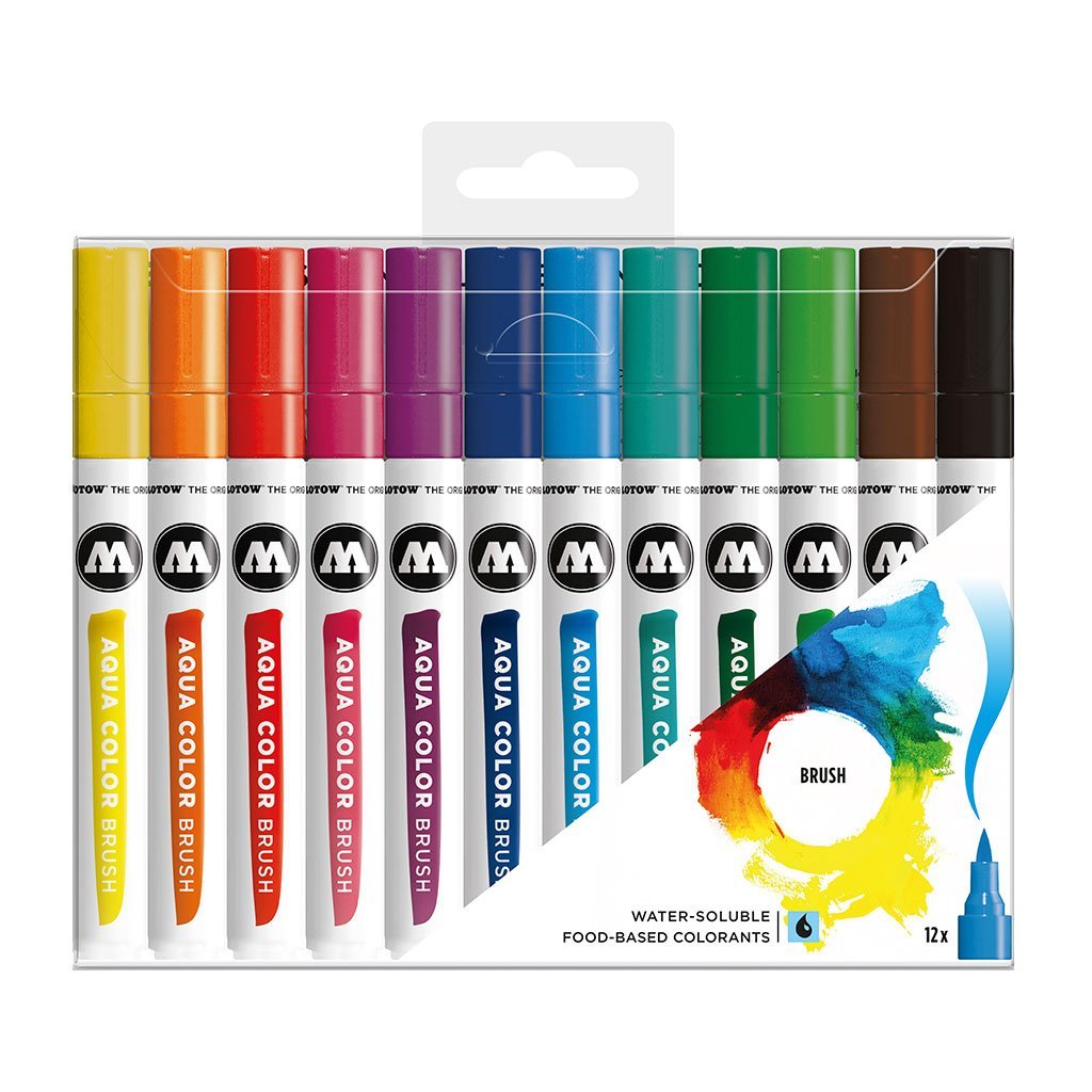 MOLOTOW -Set básico 1 con 12 marcadores aqua color brush
