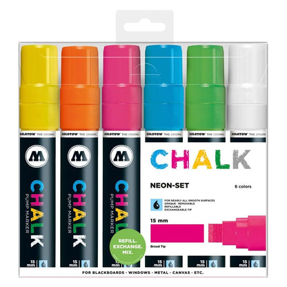 MOLOTOW -chalk Set básico con 6 marcadores neón 15 mm - Molotow - vista lateral
