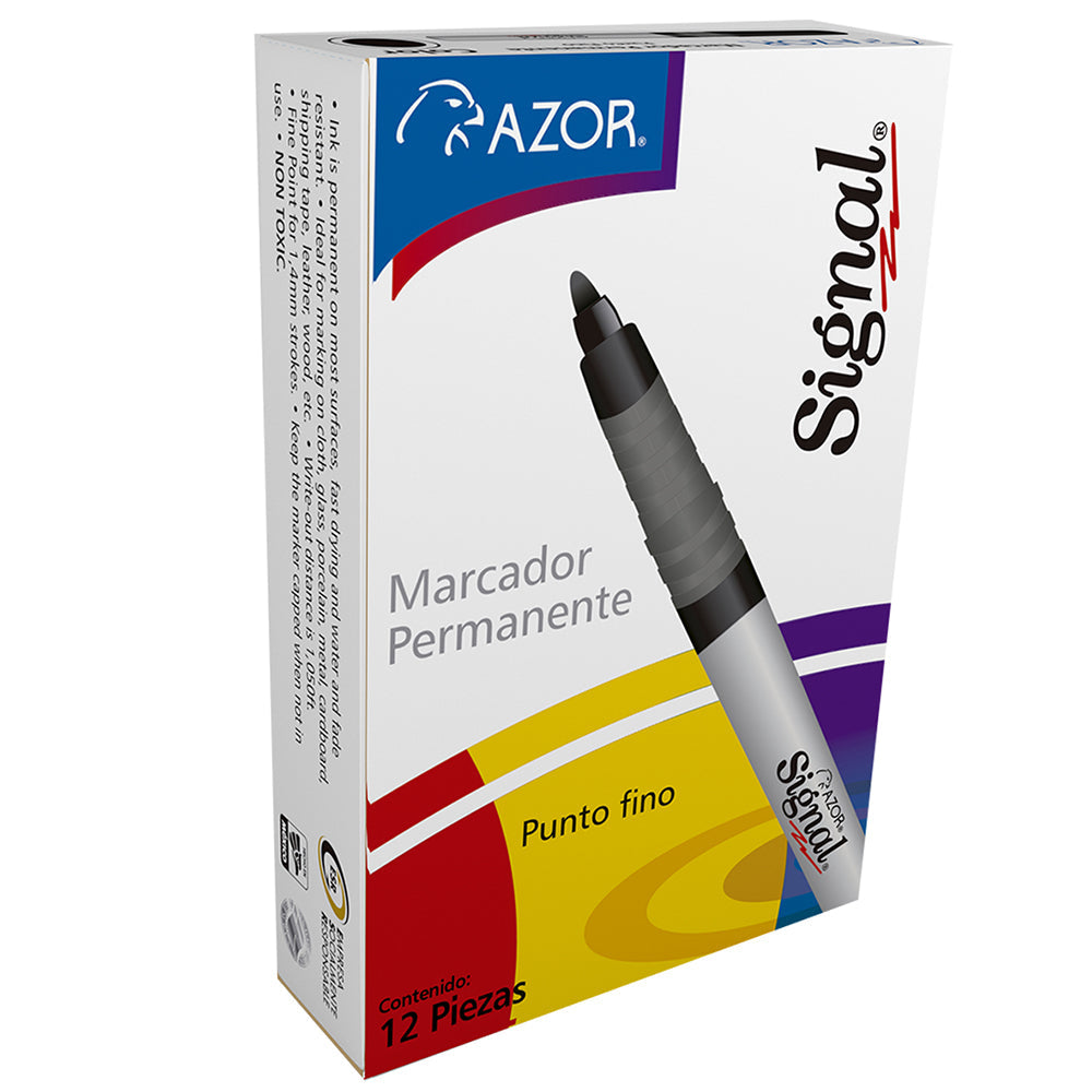 Marcador permanente punto fino Signal con 12 piezas