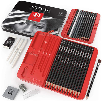 33pz Set Dibujo Profesional Boceto Sketch Grafito Arteza - Coveme - accesorios