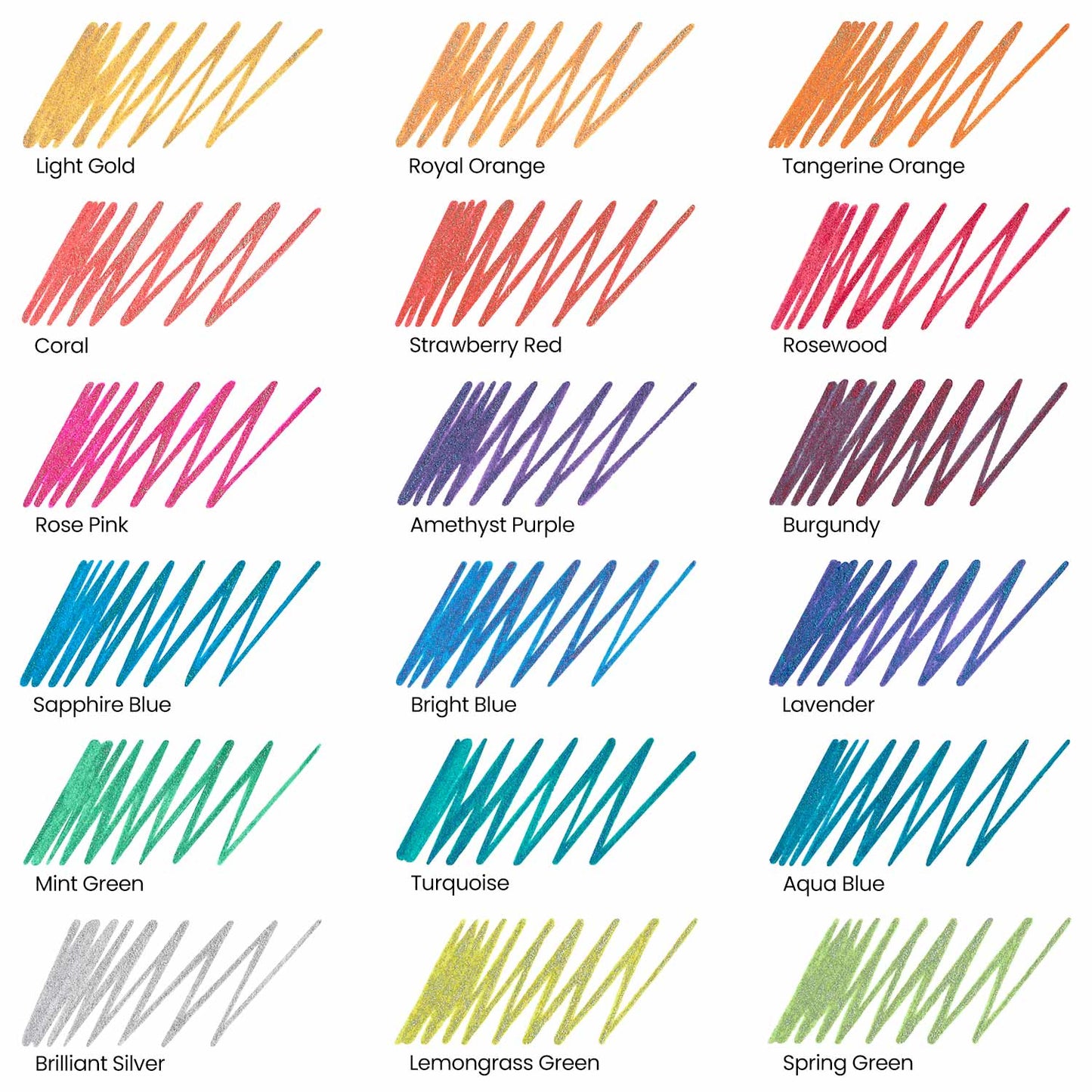 Set 18 Super Glitter Plumas De Gel Super Brillantes Arteza