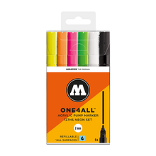 MOLOTOW -SET NEÓN CON 6 MARCADORES ACRÍLICOS ONE4ALL PUNTA 2 MM