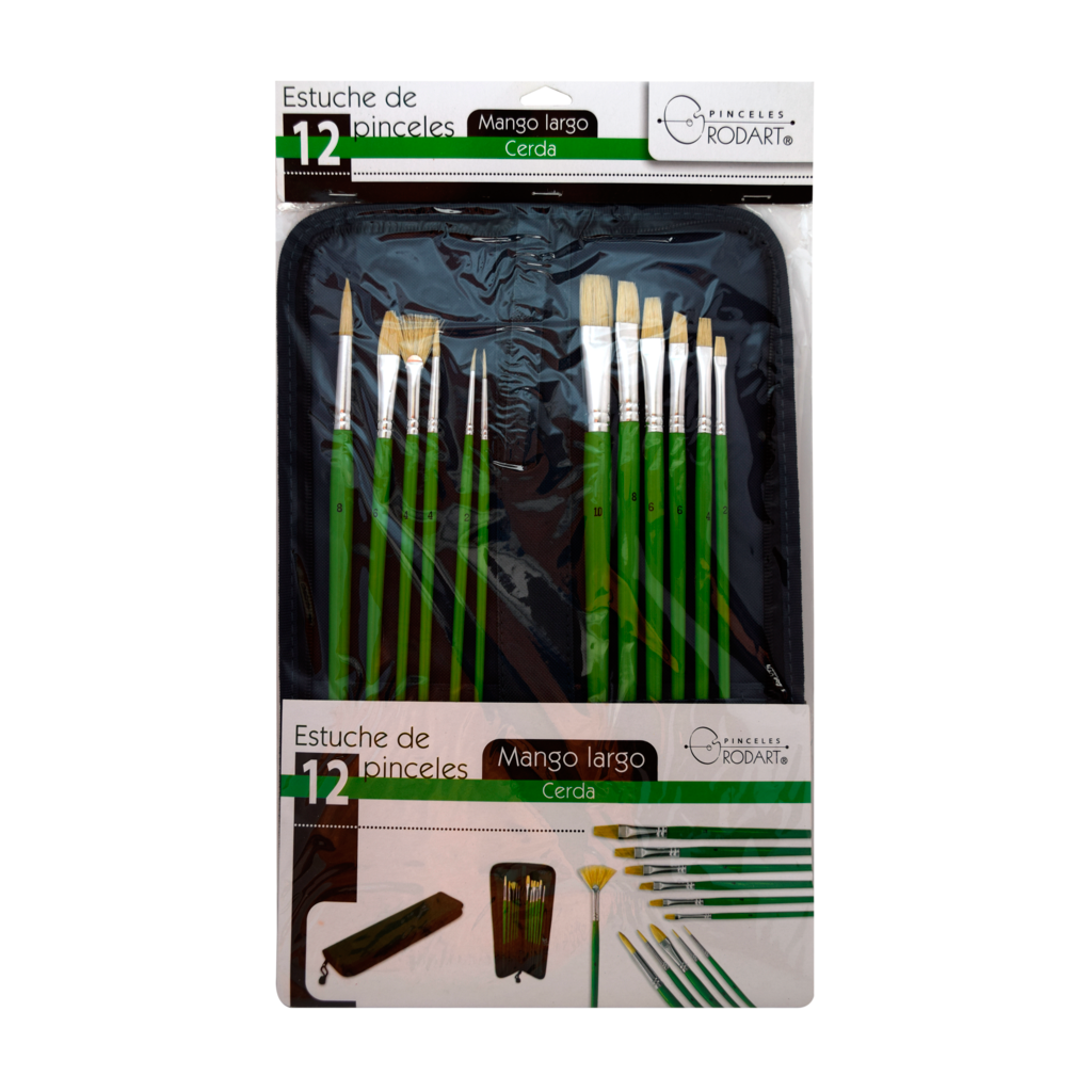 RODART - Estuche de 12 pinceles surtidos pelo de cerda