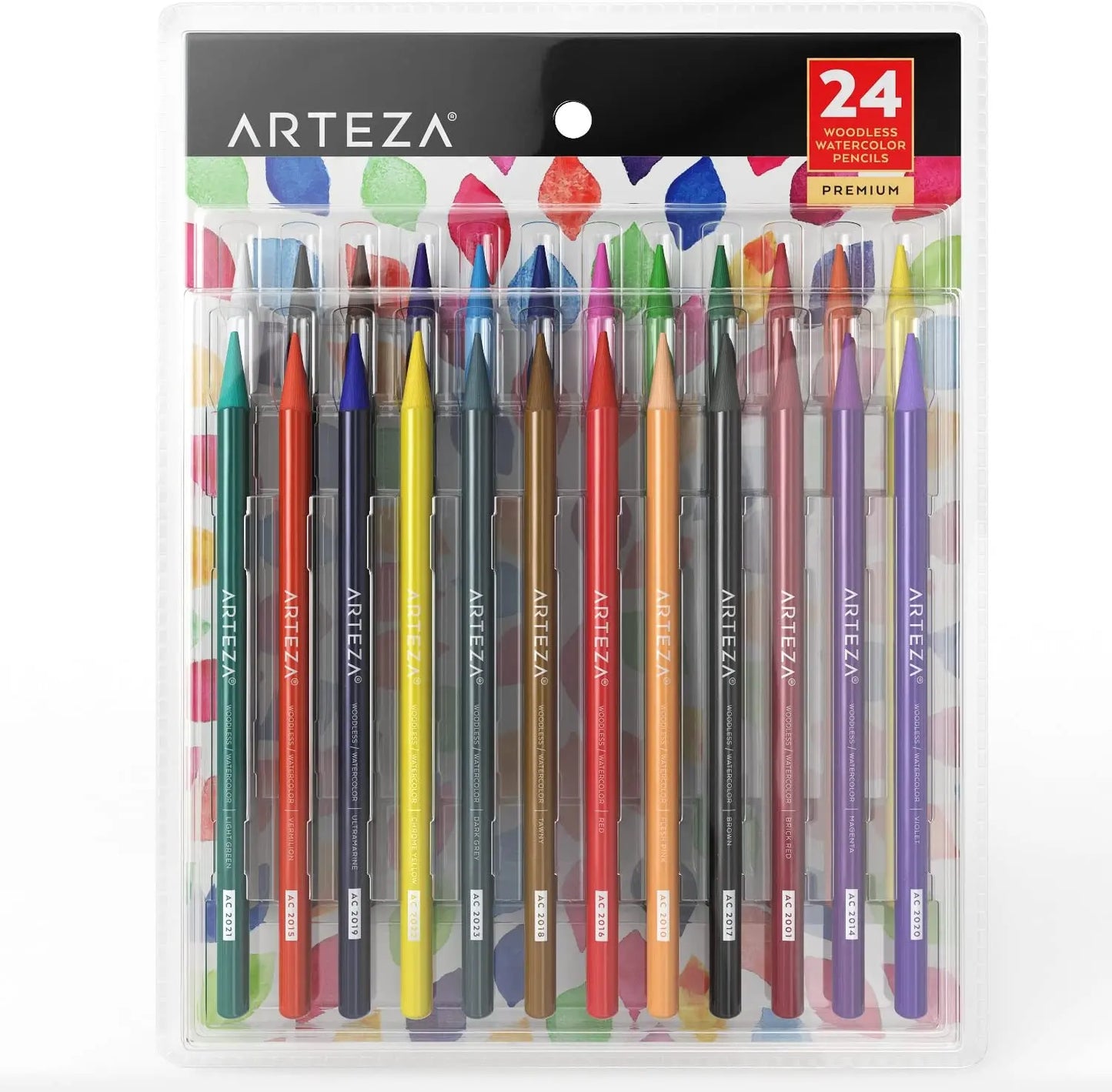 ARTEZA Woodless Watercolor Pencils, 24 Drawing Pencils, Colored Pencils Set for Adults, Art Supplies for Blending and Layering - Arteza - vista lateral